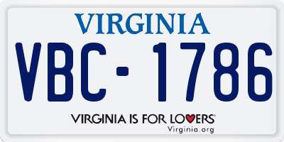 VA license plate VBC1786