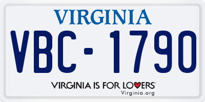 VA license plate VBC1790