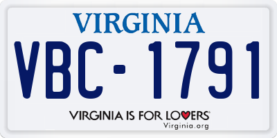 VA license plate VBC1791