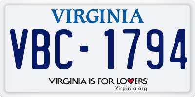 VA license plate VBC1794