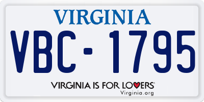 VA license plate VBC1795