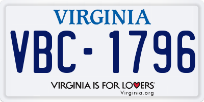 VA license plate VBC1796