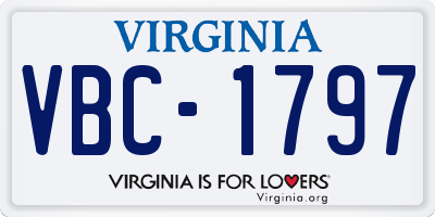VA license plate VBC1797