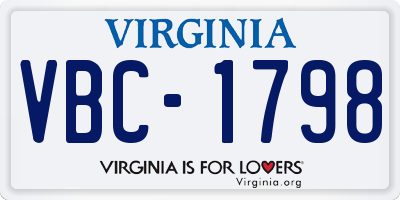 VA license plate VBC1798