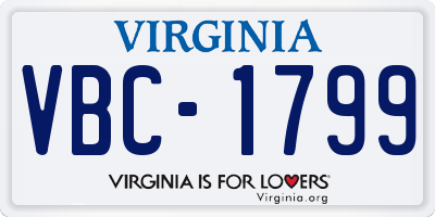 VA license plate VBC1799