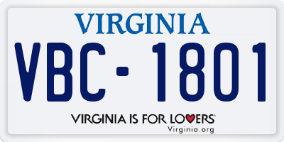 VA license plate VBC1801