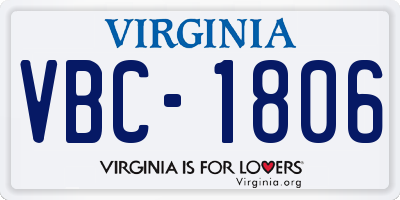 VA license plate VBC1806
