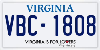 VA license plate VBC1808
