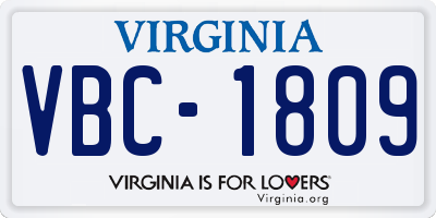 VA license plate VBC1809