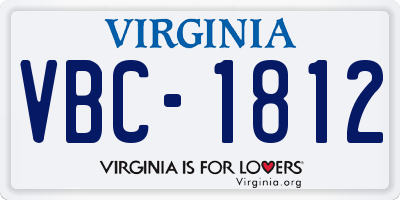 VA license plate VBC1812
