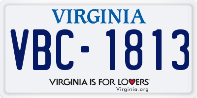 VA license plate VBC1813