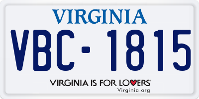 VA license plate VBC1815