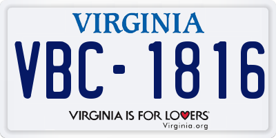 VA license plate VBC1816