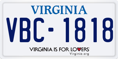 VA license plate VBC1818