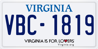 VA license plate VBC1819