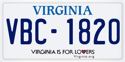 VA license plate VBC1820