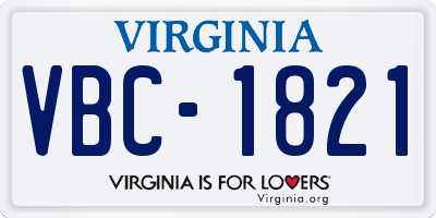VA license plate VBC1821