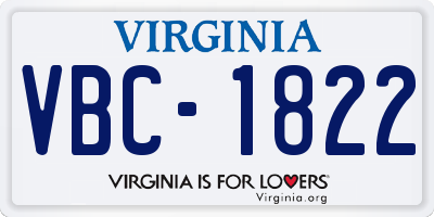 VA license plate VBC1822