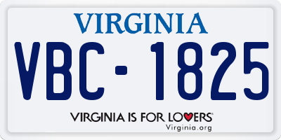 VA license plate VBC1825