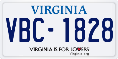 VA license plate VBC1828