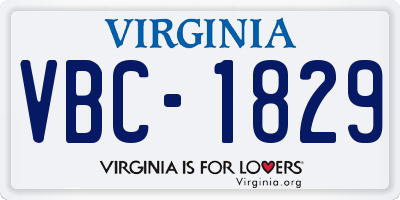 VA license plate VBC1829