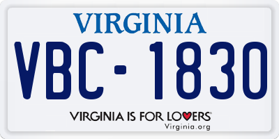 VA license plate VBC1830