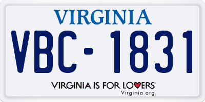 VA license plate VBC1831