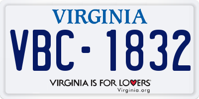 VA license plate VBC1832