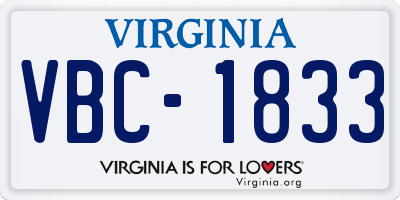 VA license plate VBC1833