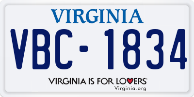 VA license plate VBC1834