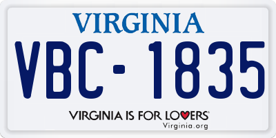 VA license plate VBC1835