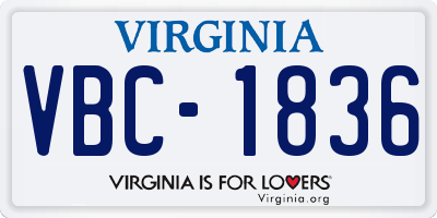 VA license plate VBC1836