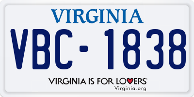 VA license plate VBC1838