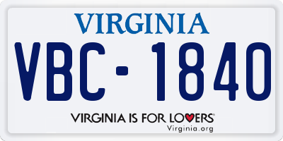 VA license plate VBC1840