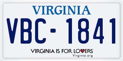 VA license plate VBC1841