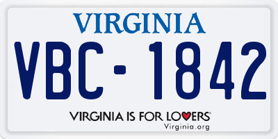 VA license plate VBC1842