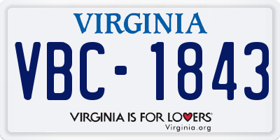 VA license plate VBC1843