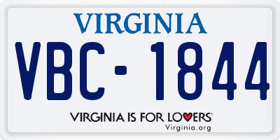 VA license plate VBC1844