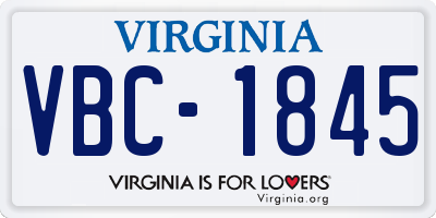 VA license plate VBC1845