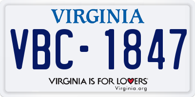 VA license plate VBC1847