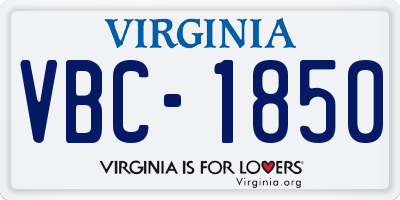 VA license plate VBC1850