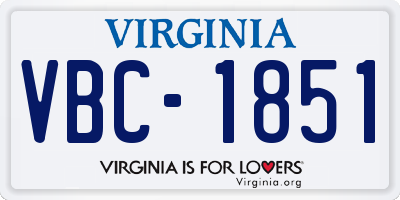 VA license plate VBC1851