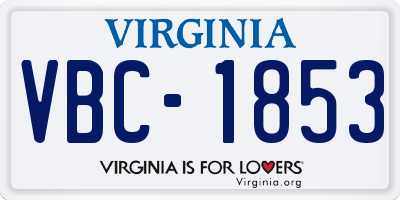 VA license plate VBC1853