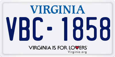 VA license plate VBC1858
