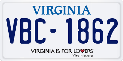 VA license plate VBC1862