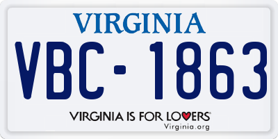 VA license plate VBC1863