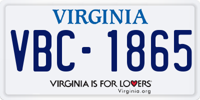 VA license plate VBC1865