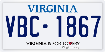 VA license plate VBC1867