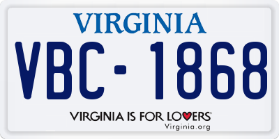 VA license plate VBC1868