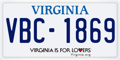 VA license plate VBC1869
